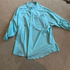 Columbia PFG Omni-Shade Turquoise Blue Long Sleeve Shirt